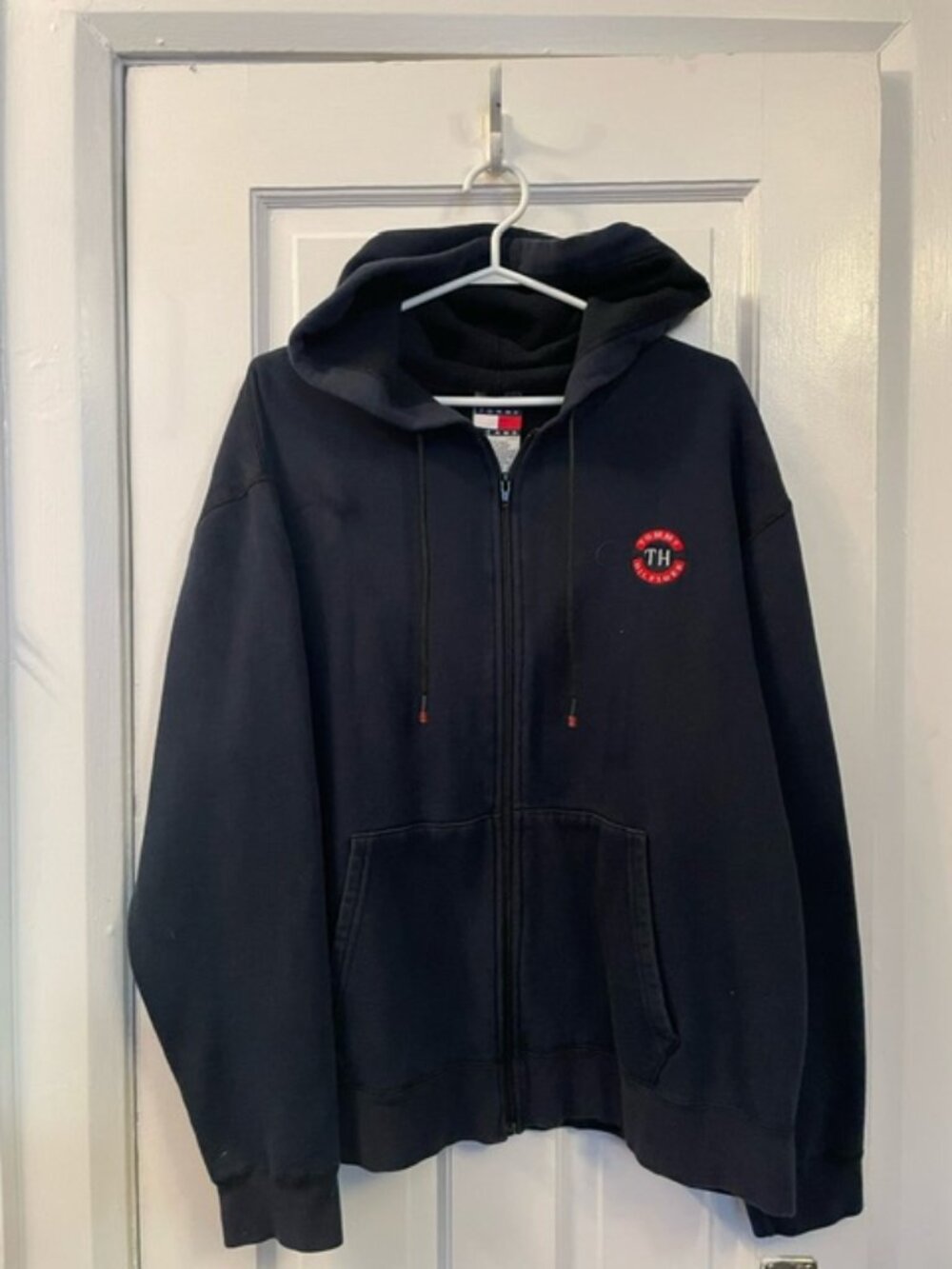 Tommy Hilfiger Men's Essential Full-Zip Hoodie in Dark Charcoal Grey Size Large